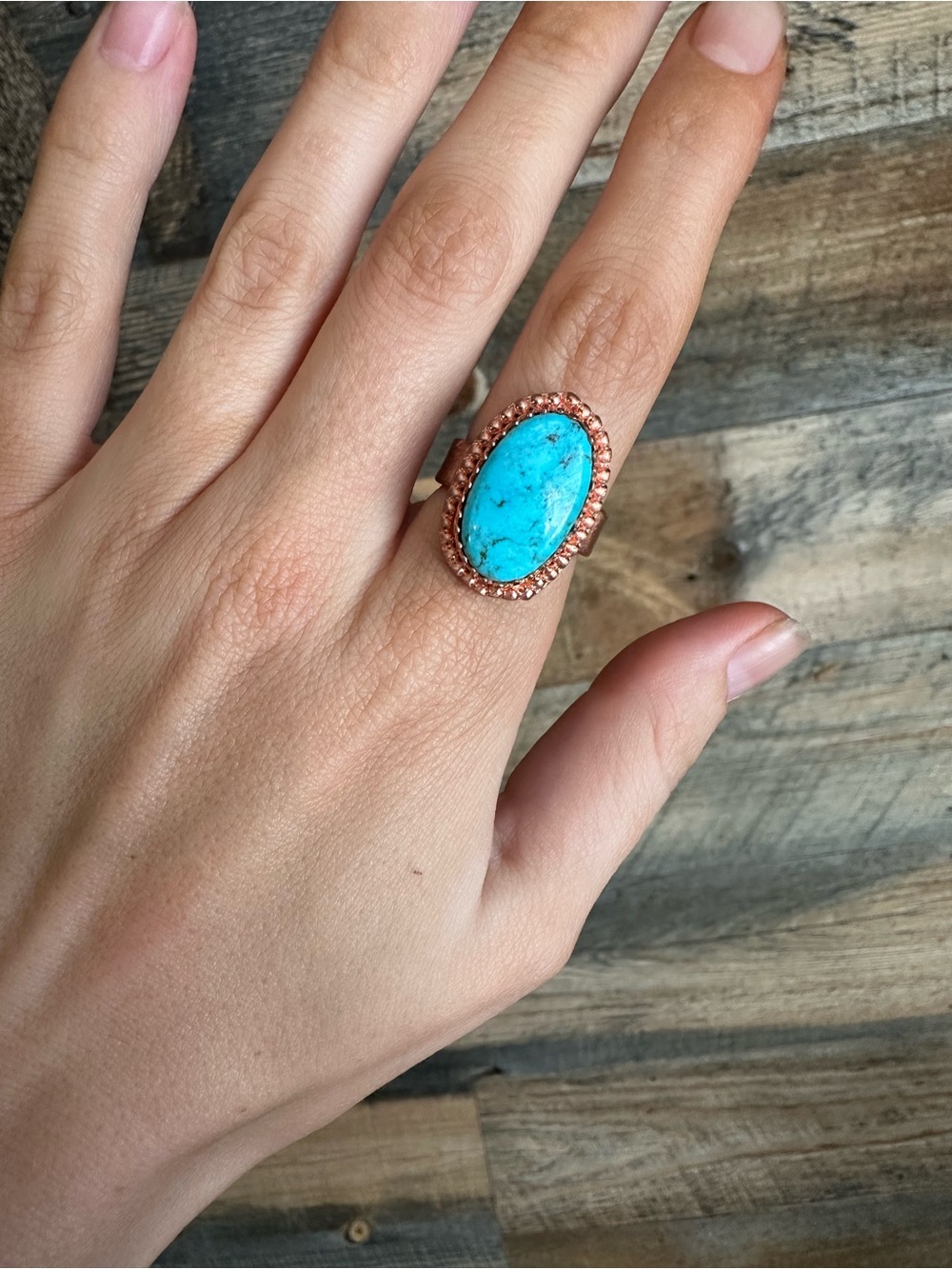 Copper Tibetan Turquoise Oval Statement Ring in Copper